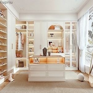 Chambre principale personnalisée, élégante, haut de gamme, dressing ouvert, étagères ouvertes, armoire, design moderne, bois massif, MDF plat, rangement - Product Image 2