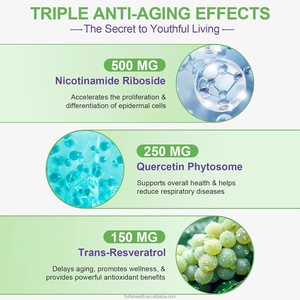 リポソームNAD+（ニコチンアミド）カプセル ケルセチン レスベラトロール 80カプセル 1日2回分 抗酸化ビタミン 大人の健康のため - Product Image 3
