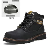 Nouvelles bottes de travail montantes pour hommes, avec embout en acier, en cuir véritable, classiques, pour l'extérieur, l'exploitation minière et la construction, chaussures de sécurité de marque d'usine