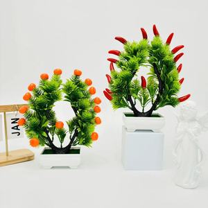 Pianta Artificiale con Fiori e Frutti, Pianta in Vaso Artificiale per Decorazione Soggiorno, Mini Bonsai Creativo con Albero <span class=keywords><strong>di</strong></span> Frutta - Product Image 2