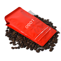 Papel de aluminio resellable de grado alimenticio, 8 lados sellados, bolsa de café de pie, bolsas de café de fondo plano de 8 Oz con válvula y cremallera
