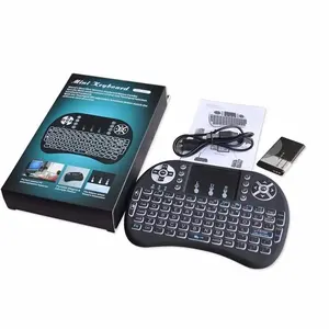 I8 Rechargeable Mini Clavier 7 Couleurs Rétro-Éclairé 2.4G Sans Fil Air Souris Arabe Russe Clavier Smart Remote Pour TV Android Box