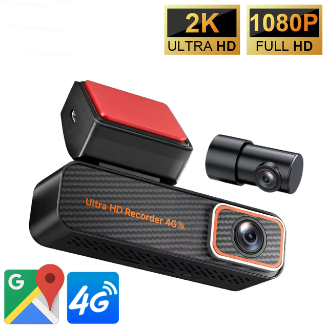 M7 4G Smart Dash Camera 2K Dual Cam for Car Security with Cloud Backup GPS Log WiFi App Control Collision Detection Wide Angle