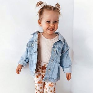 Veste en jean délavée bleu clair pour enfants, style décontracté, nouvelle collection LTH, pour bébés garçons et filles - Product Image 1