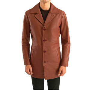 Nouveau manteau en daim élégant pour homme, manteau en cuir pleine longueur pour homme, manteau de haute qualité avec logo personnalisé, manches classiques - Product Image 1