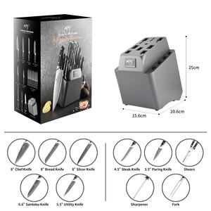 Venta caliente 18 piezas de cubiertos de acero de Damasco Juego de cuchillos de cocina Premium Santoku Cleaver Cuchillos con mango de ABS para regalo - Product Image 3