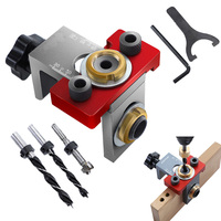 Guide de perçage du bois triple fonction en alliage d'aluminium pour forets de 8, 10, 15 mm, montage de charnières de porte et de meubles Imbot