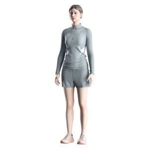 Ensemble de lutte pour femmes, évacuation de l'humidité, haut à manches longues avec fermeture éclair 1/4 et short de compression pour l'entraînement et la remise en forme - Product Image 5