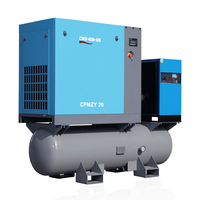 Compresseur d'air à vis lubrifié tout-en-un 16 bars 15 kW, système d'air combiné portable refroidi par air pour usage industriel
