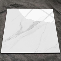Carreaux de sol en porcelaine émaillée effet marbre blanc Carrara poli 60x60 pour revêtement de sol