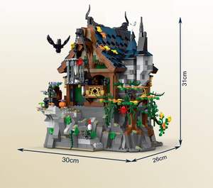 1964 PCS <span class=keywords><strong>Medieval</strong></span> Witch Cottage Building Blocks Toy para niños-Fantasía y temática histórica Juego educativo y diseño mágico - Product Image 6
