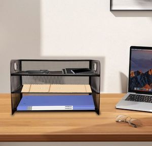 3 Tier Office A4 Paper Letter Organiser with Handle Mesh Desk <b>Organizer</b> Letter Tray Filing Document Holders <b>File</b> Storage Rack - Product Image 5