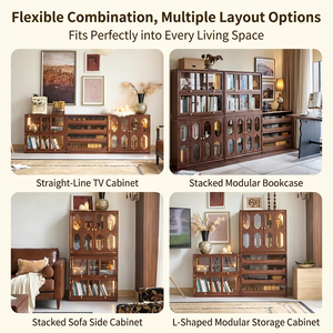 Libreria Modulare Moderna in Legno Personalizzata per Soggiorno - Arredamento Completo per la Casa - Product Image 5