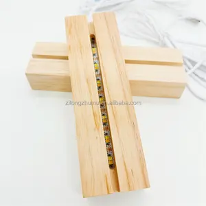 Night LED Light Lamp Base For 3D Crystal Decoration Led Display Crystal Wooden Lighted Base Stand