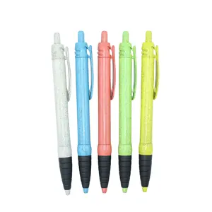 Copllent ฟางวัสดุ Eco ปากกาส่งเสริมการขายดึงปากกาลูกลื่นพร้อมโลโก้กดสร้างสรรค์ธงม้วนกระดาษปากกาโฆษณา