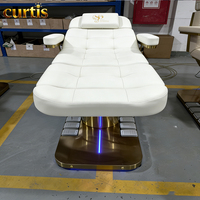Table de massage électrique professionnelle à 3 moteurs pour salon de beauté, spa, extension de cils, avec dossier réglable et éponge haute densité, idéale pour hôtels et salles de sport