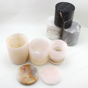 Onxy <strong>Range</strong> Luxury 20cl Pink Onyx Jar Stone <strong>Candle</strong> <strong>Holder</strong> in Bulk - Product Image 4