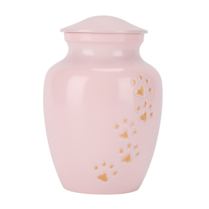 Urne commémorative personnalisée écologique en acier inoxydable pour animaux de compagnie, carrée, pour cendres de crémation avec motif de patte, en velours - Product Image 1