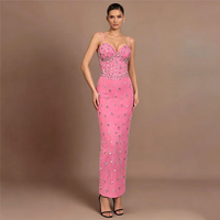 Robe de soirée élégante pour femme avec strass et bandage, style camisole sexy