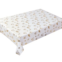 Nappe élégante en PVC à grand motif floral, motif feuille d'or, imperméable et anti-taches, pour salle à manger