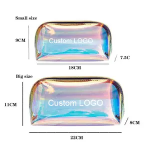 2021 hologramm laser transparent klar tpu schönheit kosmetik tasche individuelles logo wasserdicht make-up taschen private label