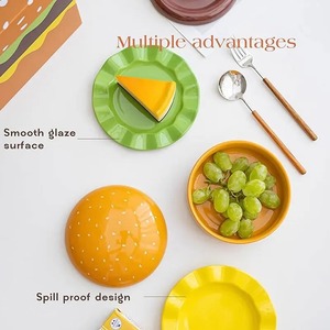 Stackable Hamburger Plate Set Burger 6 Layers Mini Dinner Plate High Value Bone Spit Plate Funny Sauce Containers <b>Table</b> Decor - Product Image 4