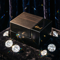 Boîte à bijoux en bois brillant avec doublure en velours, logo personnalisé, couvercle à charnière pour la demande en mariage, rangement de bagues et emballage cadeau de bijoux haut de gamme