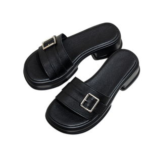 รองเท้าหนังแท้สำหรับผู้หญิง - พื้นกันลื่น หนังวัวนุ่ม แต่งขนม้า ส้นสูง 5 ซม. แฟชั่นฤดูใบไม้ผลิ/ฤดูใบไม้ร่วง สไตล์คนเมือง - Product Image 3