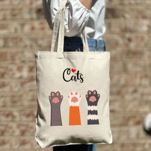 Large Custom Animal Printed Cotton Canvas Tote Bag for Women Eco-friendly Casual Use Shoulder Shopping Bags Keymay <b>Open</b> Closure - Product Image 4