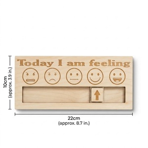 Customizable Emotion Checker Wooden Art Craft Personalized Laser Cut <b>Ornament</b> for Kids Educational Display and Classroom Decor - Product Image 2