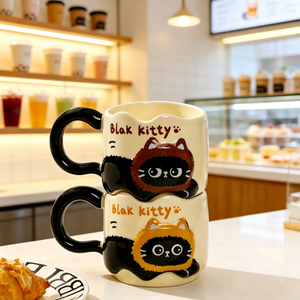 Taza de Café de Cerámica con Diseño de Gatito Negro, 300 ml, con Asa, para el Hogar - Product Image 2