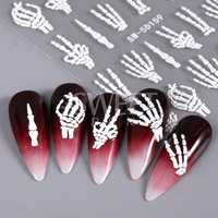 5D en relief main doré crâne Halloween ongles autocollants décalcomanies manucure gothique ongles autocollants pour Nail Art
