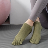 Chaussettes de yoga pour femmes, cinq orteils, coton imprimé, antidérapantes, haute qualité, grip Pilates, chaussettes pleine longueur, invisibles, vente en gros