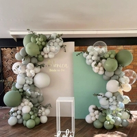 Kit d'arche de guirlande de ballons vert sauge, bleu poussière et beige pour la décoration de fêtes d'anniversaire de garçon, de baby shower et de révélation du sexe