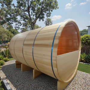 <span class=keywords><strong>Sauna</strong></span> de Madera Maciza con Diseño de Barril para 4-8 Personas, Opciones de Calefacción Dual, para Exteriores, Sala de Estar, Villa, Salud, con Cristal de Media <span class=keywords><strong>Luna</strong></span> - Product Image 1