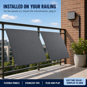 Kit de Paneles Solares Flexibles para Balcón con Montaje en Barandilla, Listo para Usar, con Abrazaderas de Acero Inoxidable y <span class=keywords><strong>Microinversor</strong></span> para Energía Solar Diurna - Product Image 1