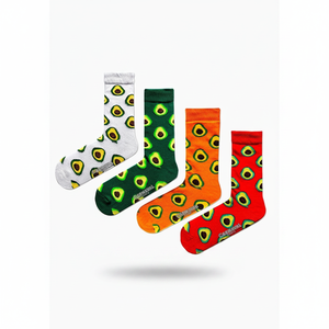 4-Piece Breathable Nylon Avocado Set Colorful Printed Crew and <b>Knee</b>-<b>Length</b> <b>Socks</b> with Custom Logo for Daily Use in Spring - Product Image 2