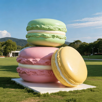 Statue décorative artistique en fibre de verre, grande taille, pour extérieur, thème alimentaire, série desserts (donut, crème glacée, macaron), peinte à la main, pour centre commercial