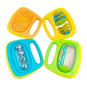 Juego de percusión manual de plástico 3 en 1 al por mayor: Sonajero, palo de lluvia y campana de mano para estimulación auditiva y sensorial de niños pequeños - Product Image 1