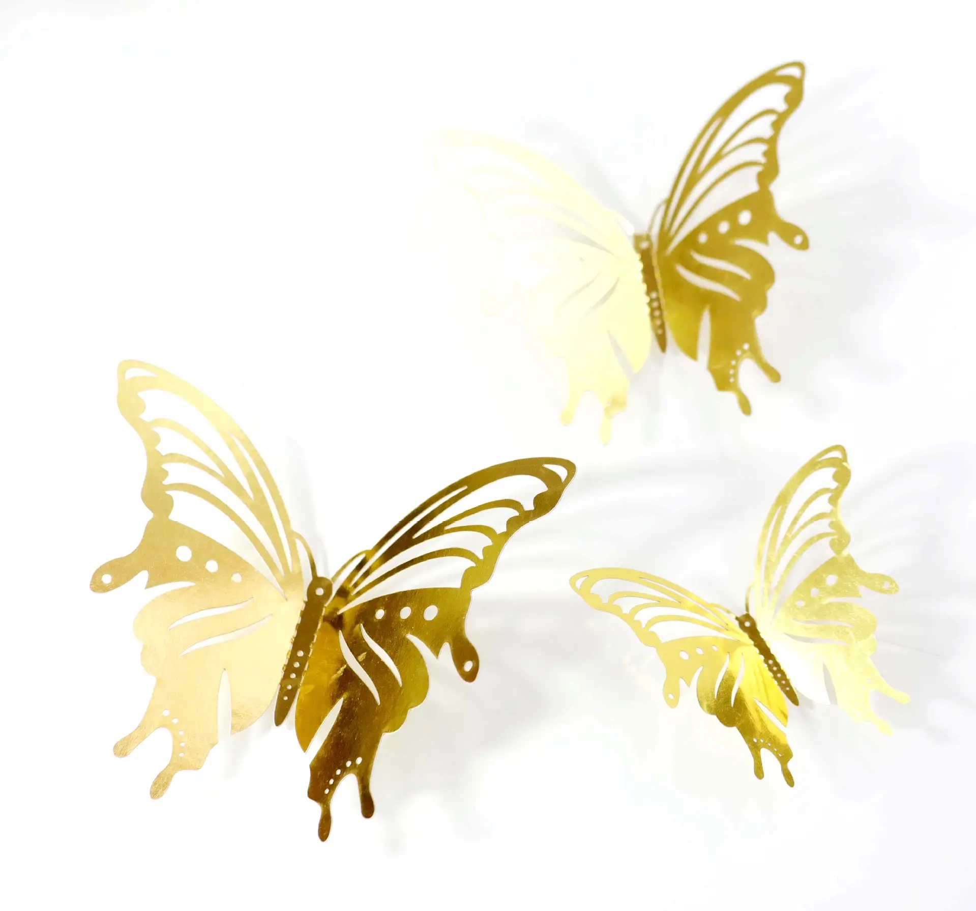 3D Schmetterling Design klares Licht Aufkleber an der Wand Elegante ausgehöhlte Festival und Hochzeits dekoration Gold Becher Glas Karten halter