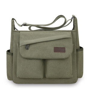 Customized Multi Pocket Travel Tote <b>Large</b> Capacity Washed Cotton <b>Canvas</b> Utility Vintage Messenger <b>Bag</b> for Commute Outdoor Travel - Product Image 6