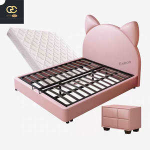 Meubles de chambre à coucher au design moderne luxueux-<span class=keywords><strong>lit</strong></span> pour enfants en cuir rose-<span class=keywords><strong>lit</strong></span> de princesse mignon créatif à la maison - Product Image 6