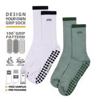 Chaussettes de yoga mi-mollet en coton de haute qualité, respirantes et personnalisables, antidérapantes pour le Pilates, pour femmes
