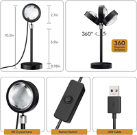 Lampu Sunset - Proyektor Cahaya Atmosfer - 16 Warna & 4 Mode - USB