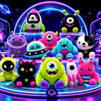 Ensemble de peluches personnalisées Monstre Spatial Néon, Poupée en peluche Créature Extraterrestre pour Accessoire de Fête Thème Science-Fiction et Décoration de Scène de Boîte de Nuit