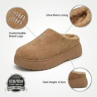 Sepatu Bot Musim Dingin Wanita Mewah Logo Merek Dapat Disesuaikan Bordir Mules Penambah Tinggi 4.5cm Bahan Suede Sapi Harga Pabrik