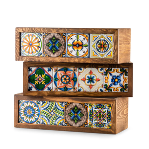 Maceta de Madera en Oferta con Azulejo Mexicano, Jardinera para Interiores y Exteriores, Decoración para el Hogar y el Jardín - Product Image 3