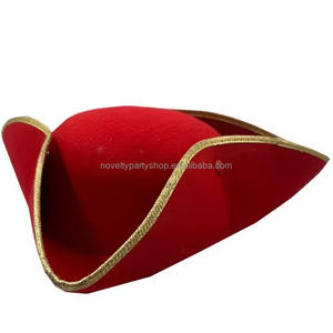 Novità Halloween Cosplay pirata tema rosso capitano gancio cappello oro classico cappello pirata Tricorne rosso - Product Image 3