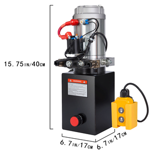 Unidad de Potencia Hidráulica con Tanque de Aceite Metálico de 4 Cuartos, Motor de 12V CC y Bomba Hidráulica de Doble Acción para Elevación de Coches y Remolques Volquete - Product Image 2