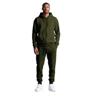 Herren 100% Baumwolle Vintage Solid Hooded 2-teiliger Trainings anzug Trainings anzug Set Langarm Pullover Athletic Casual Sport Jogging anzug - Product Image 1